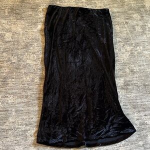 Anthropologie Black Velvet Pencil Skirt- large - elastic waist - maxi